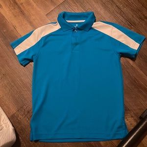 Blue and white polo